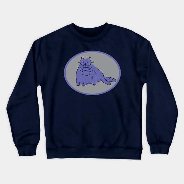 Very Peri Chonk Cat on Ultimate Gray Oval Crewneck Sweatshirt by ellenhenryart